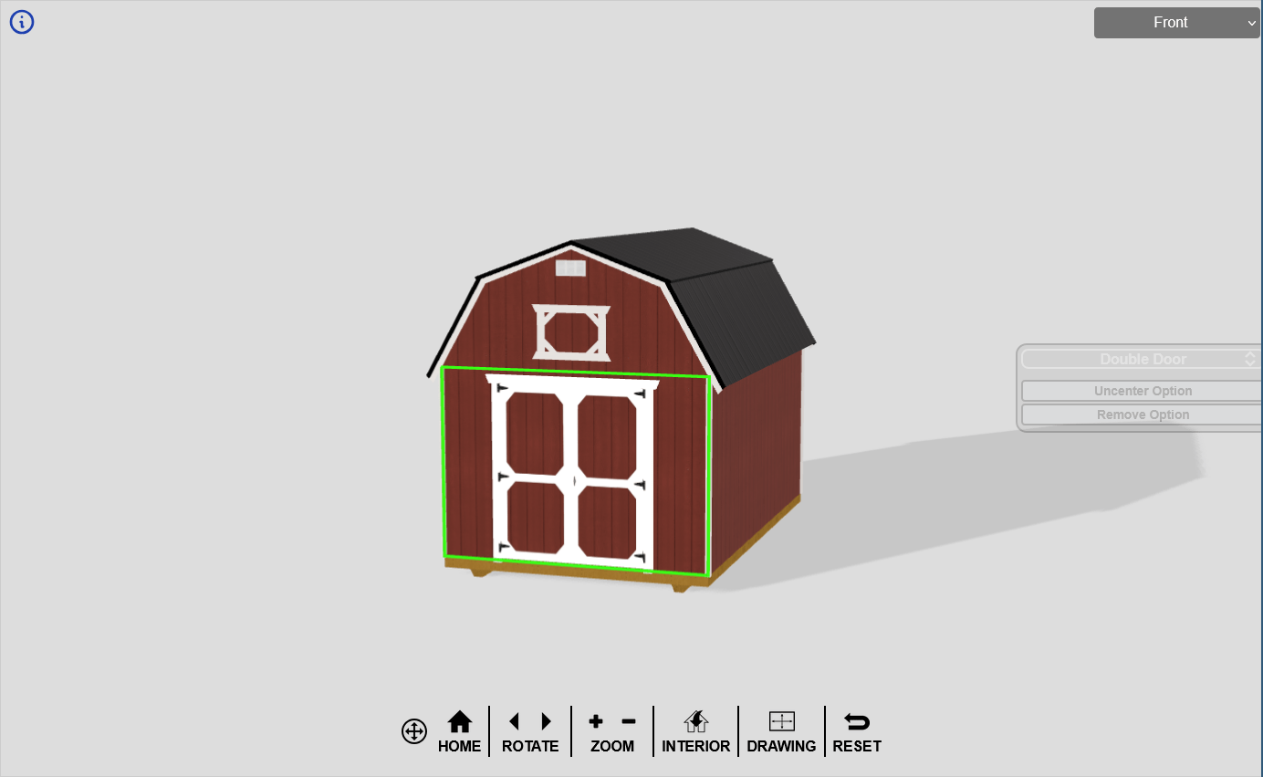 3D model of a shed in model editing software